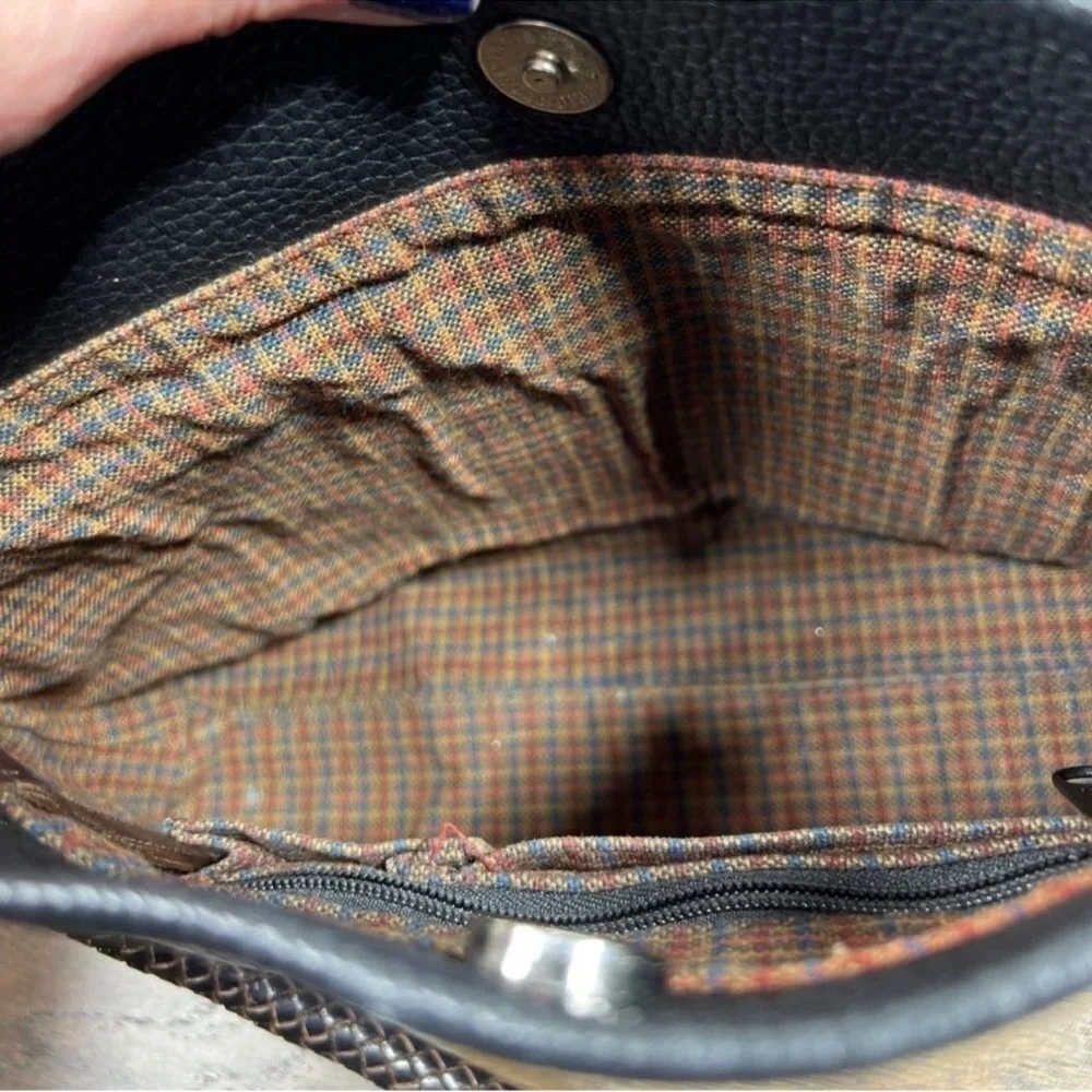 BRIGHTON Charlotte Two Tone Leather Shoulder Bag Black/Brown EUC